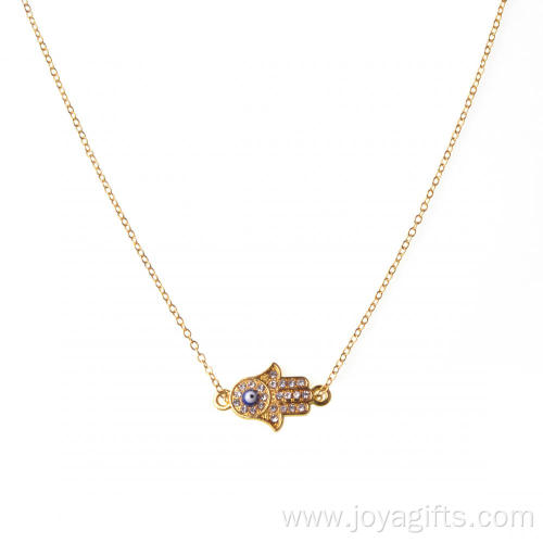 Gold Hand of Fatima Alloy Pendant Necklace